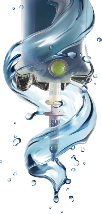 iv bag with water splashing around it